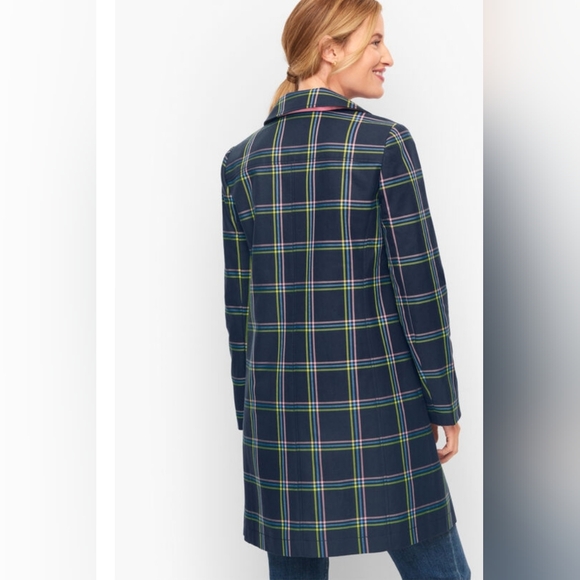 Talbots Blue, Pink, Yellow Plaid A-Line Mac All Weather Coat - Picture 2 of 8